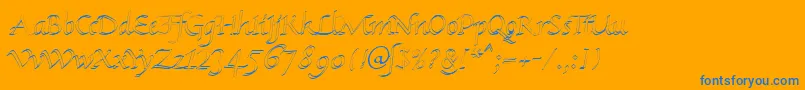 KlHkursive1OlDb-Schriftart – Blaue Schriften auf orangefarbenem Hintergrund