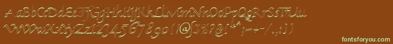 KlHkursive1OlDb-fontti – vihreät fontit ruskealla taustalla
