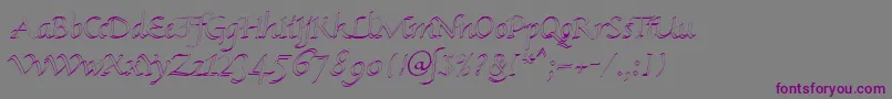 KlHkursive1OlDb-fontti – violetit fontit harmaalla taustalla