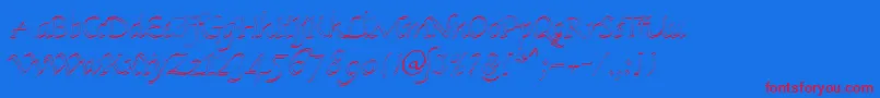 KlHkursive1OlDb-Schriftart – Rote Schriften auf blauem Hintergrund