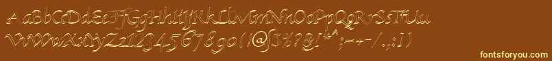 KlHkursive1OlDb-fontti – keltaiset fontit ruskealla taustalla