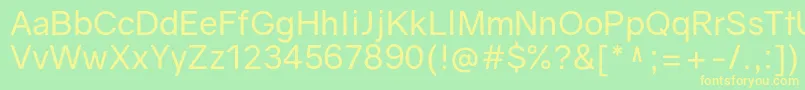 フォントGravityRegular – 黄色の文字が緑の背景にあります