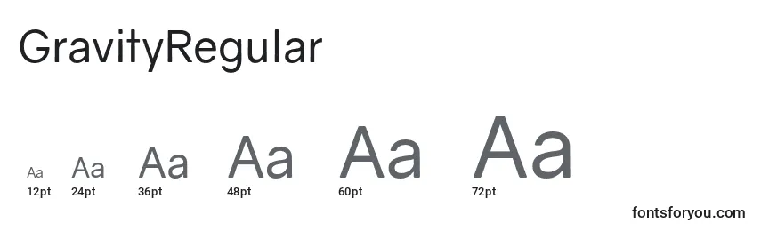 Tamanhos de fonte GravityRegular
