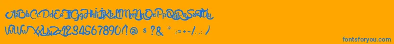 AnabelleScript-Schriftart – Blaue Schriften auf orangefarbenem Hintergrund