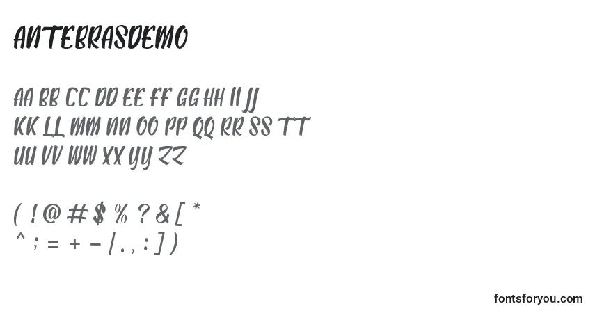 Шрифт AntebrasDemo (106770) – алфавит, цифры, специальные символы