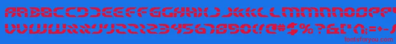 Starfighter ffy-Schriftart – Rote Schriften auf blauem Hintergrund