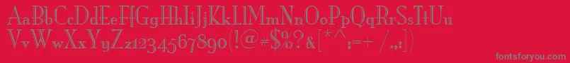 MonaLisaRecutOsItcTt-Schriftart – Graue Schriften auf rotem Hintergrund