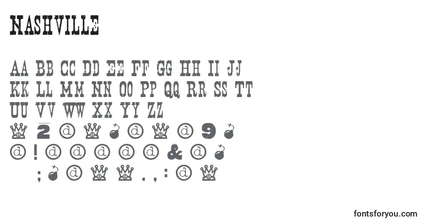 Schriftart Nashville – Alphabet, Zahlen, spezielle Symbole