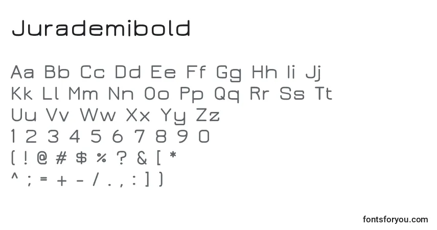 Schriftart Jurademibold – Alphabet, Zahlen, spezielle Symbole