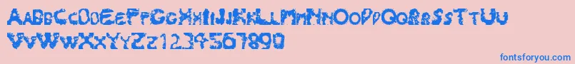 Splash180-Schriftart – Blaue Schriften auf rosa Hintergrund
