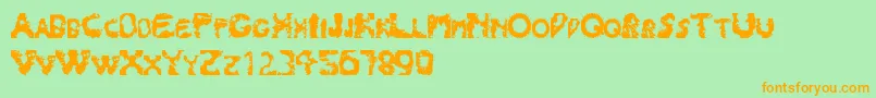 フォントSplash180 – オレンジの文字が緑の背景にあります。