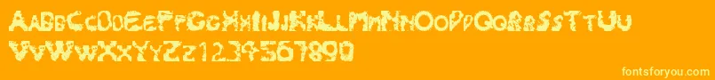 Splash180-Schriftart – Gelbe Schriften auf orangefarbenem Hintergrund