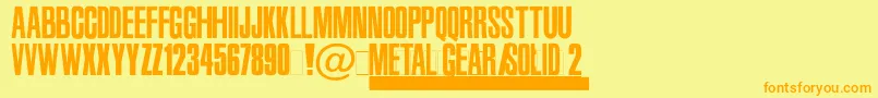 Mgs2-Schriftart – Orangefarbene Schriften auf gelbem Hintergrund