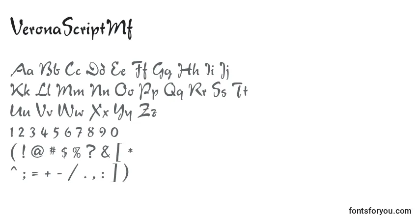 Schriftart VeronaScriptMf – Alphabet, Zahlen, spezielle Symbole