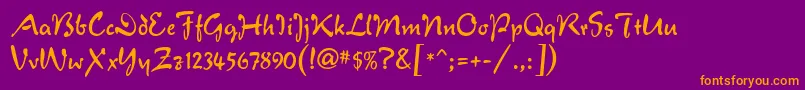 VeronaScriptMf-fontti – oranssit fontit violetilla taustalla
