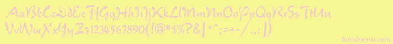 フォントVeronaScriptMf – ピンクのフォント、黄色の背景