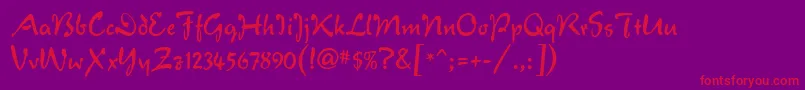 VeronaScriptMf-Schriftart – Rote Schriften auf violettem Hintergrund