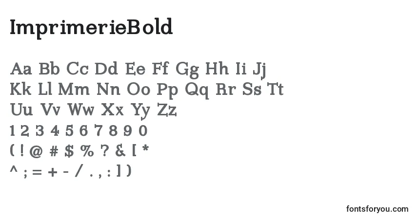 A fonte ImprimerieBold – alfabeto, números, caracteres especiais