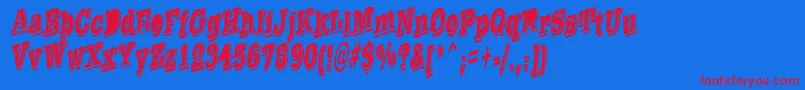 フォントTaylorReverseItalic – 赤い文字の青い背景