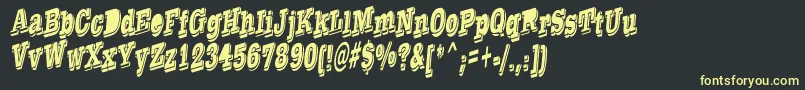 フォントTaylorReverseItalic – 黒い背景に黄色の文字