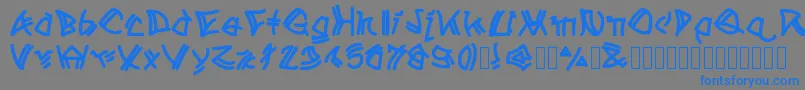 フォントAtribeofaclems – 灰色の背景に青い文字