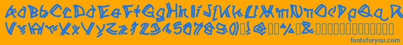 フォントAtribeofaclems – オレンジの背景に青い文字