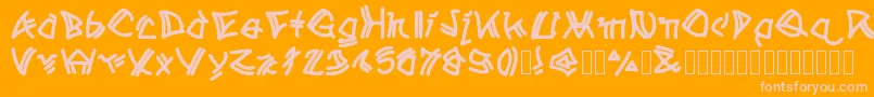 Atribeofaclems-Schriftart – Rosa Schriften auf orangefarbenem Hintergrund