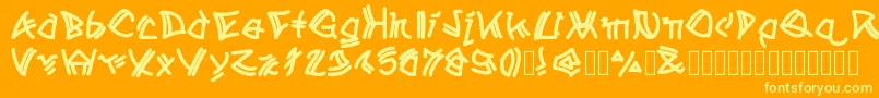 Atribeofaclems-Schriftart – Gelbe Schriften auf orangefarbenem Hintergrund
