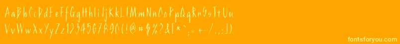 Kurtz-Schriftart – Gelbe Schriften auf orangefarbenem Hintergrund