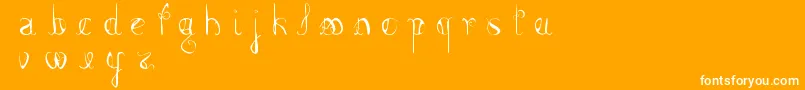 FemmeFatal-Schriftart – Weiße Schriften auf orangefarbenem Hintergrund