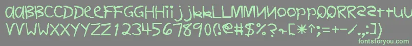 Шрифт FirstgradedisplaycapssskRegular – зелёные шрифты на сером фоне