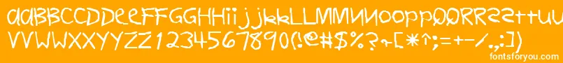 FirstgradedisplaycapssskRegular-fontti – valkoiset fontit oranssilla taustalla