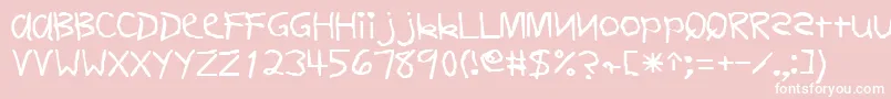 Więcej informacji o czcionce FirstgradedisplaycapssskRegular Czcionka FirstgradedisplaycapssskRegular – białe czcionki na różowym tle