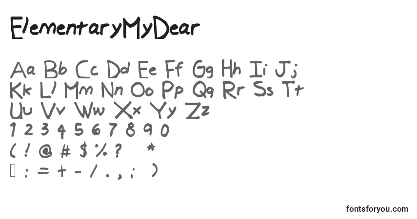 A fonte ElementaryMyDear – alfabeto, números, caracteres especiais