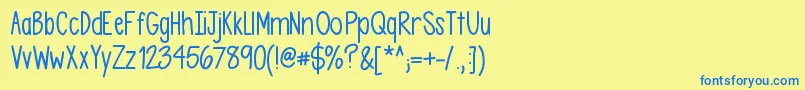 Czcionka Asdfghjkl – niebieskie czcionki na żółtym tle