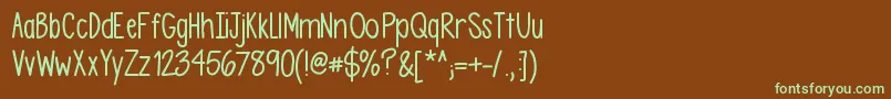 Asdfghjkl-Schriftart – Grüne Schriften auf braunem Hintergrund