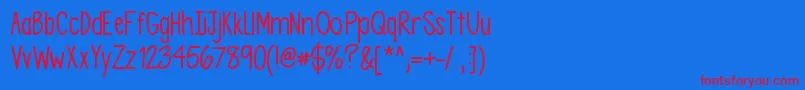 Asdfghjkl Font – Red Fonts on Blue Background