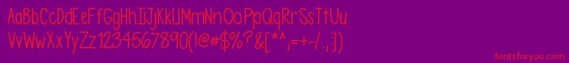 Asdfghjkl Font – Red Fonts on Purple Background
