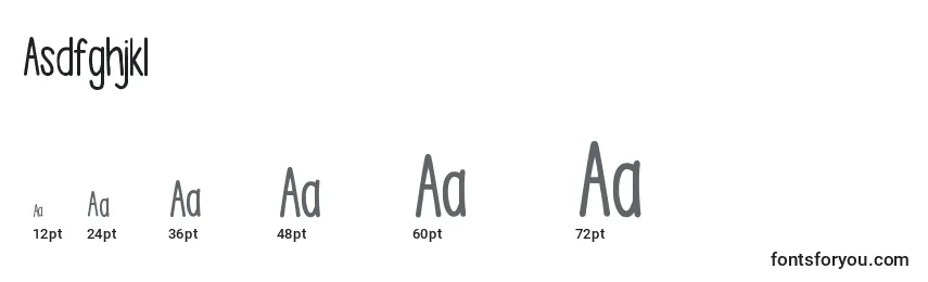Размеры шрифта Asdfghjkl