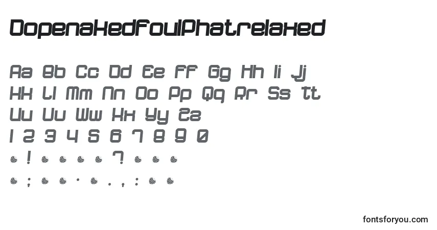 Czcionka DopenakedfoulPhatrelaxed – alfabet, cyfry, specjalne znaki