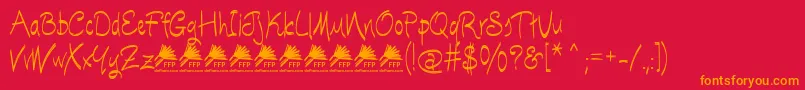 EscobetaOneFfp-Schriftart – Orangefarbene Schriften auf rotem Hintergrund