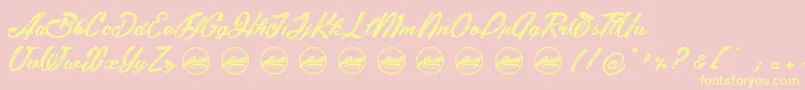 ShaniaheinzPersonaluseonly-Schriftart – Gelbe Schriften auf rosa Hintergrund