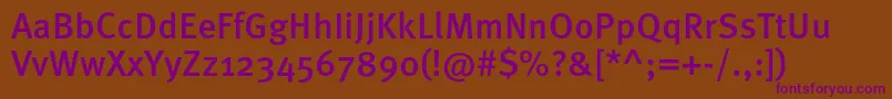 MetaproMedium-fontti – violetit fontit ruskealla taustalla