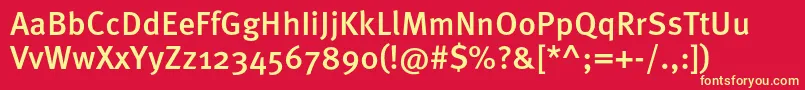 MetaproMedium-fontti – keltaiset fontit punaisella taustalla