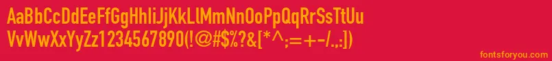 フォントDinengschriftstd – 赤い背景にオレンジの文字