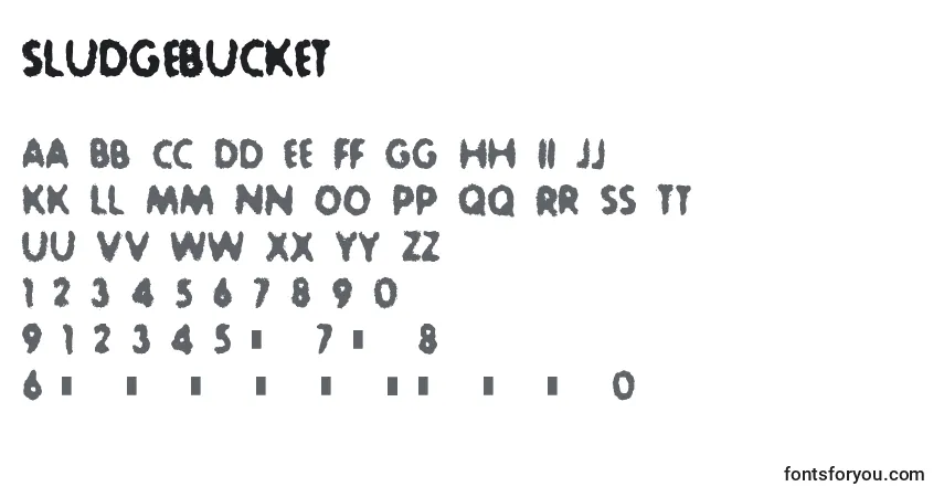 Schriftart SludgeBucket – Alphabet, Zahlen, spezielle Symbole