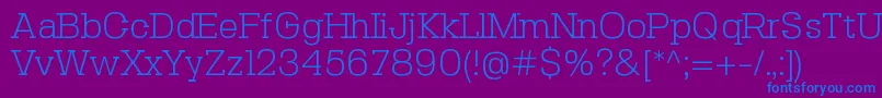 フォントSebslabLight – 紫色の背景に青い文字