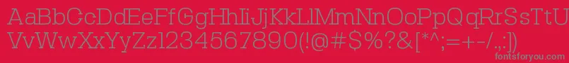 SebslabLight-fontti – harmaat kirjasimet punaisella taustalla