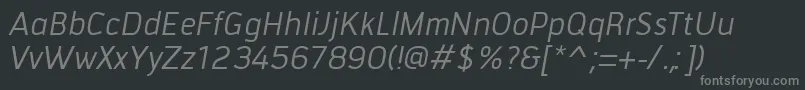 フォントTiranaItalic – 黒い背景に灰色の文字