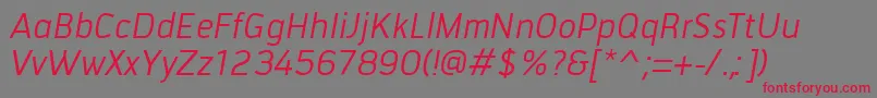 Czcionka TiranaItalic – czerwone czcionki na szarym tle